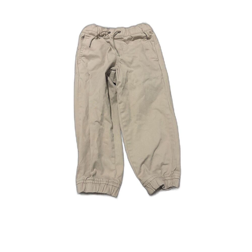 Gap boys XS pants tan khaki pull on twill joggers drawstring cuffed pants